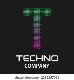 ilustración de plantilla de diseño de tecnología de letras t