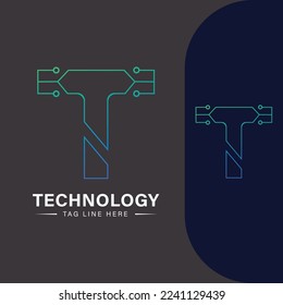 T letter technology logo template Vector style and mockup for free download.