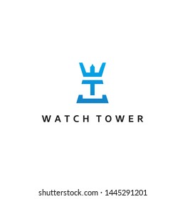 T letter tower crown logo vector icon illustration