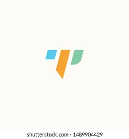 T letter TP initial logo vector icon mark colorfull