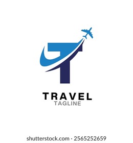 T letter Travel Logo Icon, Summer travel logo icon template, Travel agency logo template.