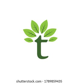 T letter tree concept design vector icon  design template 