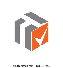 T Letter Trusted Simple Cube Box Symbol Icon