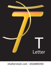 T Letter two Types in Yellow