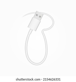 T letter usb cable realistic vector style. İsolated font for logo, application, creative technology design and more