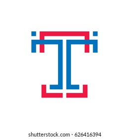 T letter - vector business logo template concept illustration for corporate identity. Abstract geometric creative sign for mobile application. Graphic design element. 