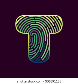 T letter Vector fingerprint design template elements. 