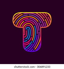 T letter Vector fingerprint design template elements. 