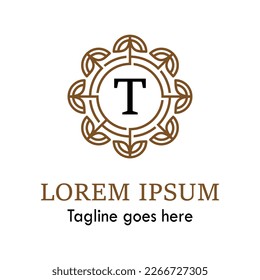 t Letter Vector Logo design with Abstract mandala flower swirl icon vector design