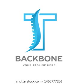 T Letter vector logo template with backbone symbol. Can be use for initial logo and suitable for chiropractic, consulting and anatomical business.