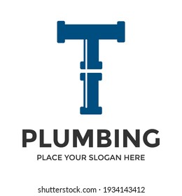 T Letter vector logo template. This design use pipe symbol. Suitable for industrial.