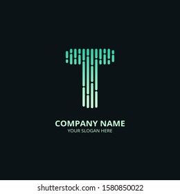 T letter vector template logo. Stripes Design Inspiration. Colorful logo for your company. Emblem. Creative Symbol. Logotype. Modern style