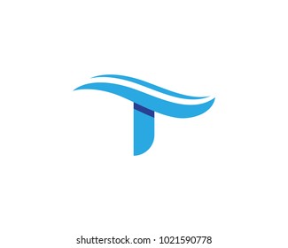 T Letter Water Wave Logo Template Vector Illustration Design