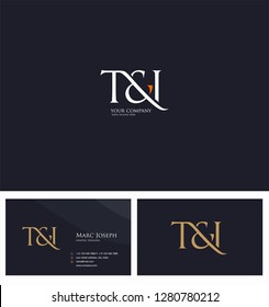 T & I letters Joint logo icon and Business card vector template.
