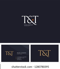 T & T letters Joint logo icon and Business card vector template.