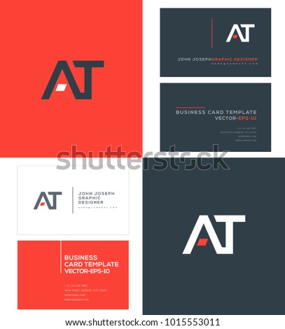 A T, A & T Letters joint logo icon with business card vector template.
