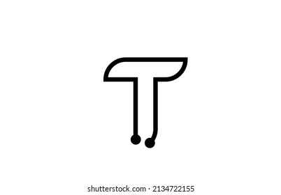 T line black and white alphabet letter logo icon design with dot. Creative template for company and business