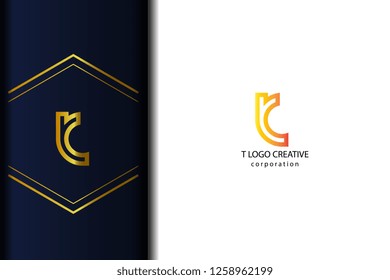 t line lowercase green yellow gold design of alphabet letter with gradient color suitable as a logo for a company or business slogan - Vector