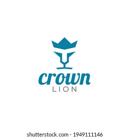 T Lion Crown Logo Design Vector