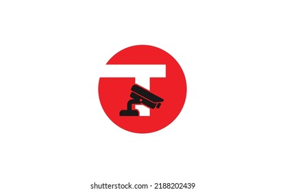 Logo de T cctv para identidad. ilustración vectorial de plantilla de seguridad para su marca.