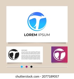 T logo design for brand business with modern blue color. Creative letter T symbol and icon for company, corporate, corporation