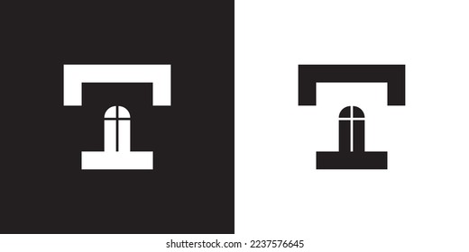 T logo design is intended for construction, building, real estate, home, and property. An awesome trendy and minimal T home logo design template with White and Black colors.