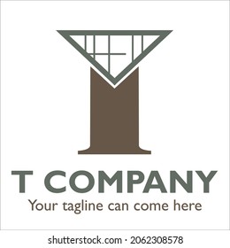 T logo design on Construction theme