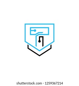 t logo design , t shield logo , t technology logo