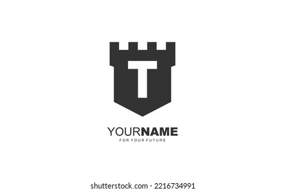 Vector de fortaleza del logo T para la empresa de identidad del equipo. ilustración vectorial de plantilla de seguridad de letra inicial para su marca.