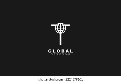 T logo GLOBE for identity. NETWORK template vector illustration for your brand.