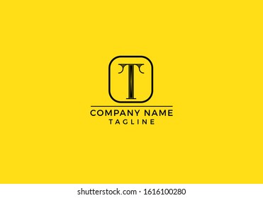 T logo icon design with black and yellow color in vector editable file.