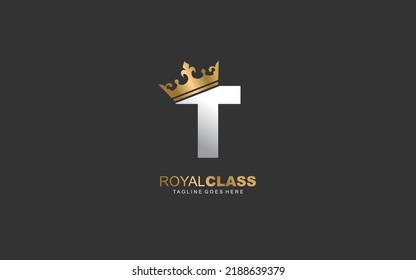T logo king and crown. letter template vector illustration for your brand.