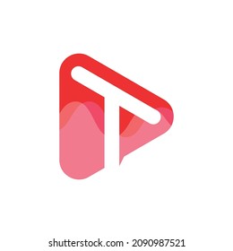 T logo letter mark modern play button