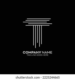T logo, line art T letter logo design template