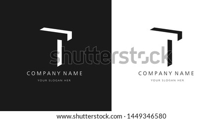 t logo, modern 3d design letter character
