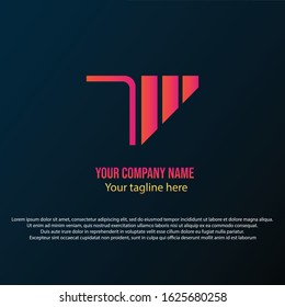 T logo with network signal shape, orange and purple gradient collaboration color