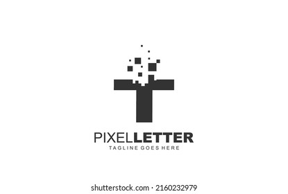 T logo PIXEL for branding company. DIGITAL template vector illustration for your brand.