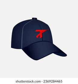 T-Logo Realistische Baseballkappe Blau und rote Vektorgrafik-Vorlagen Cap-Design 