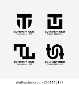 T logotipo conjunto de diseño plano colección de Plantilla