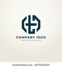 T logo set flat design template collection