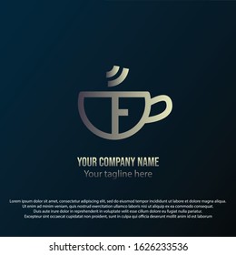 The T logo is in the shape of a glass cup, a collaboration of blackish-brown and beige gradient colors