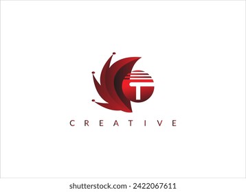 T Logo Simple Combination Red Color.