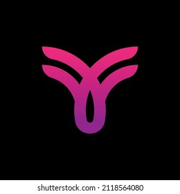 Logotipo de T, logotipo para la empresa de tecnología de color gradiente, logotipo abstracto de planta