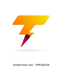 T Logo With Thunder Symbol