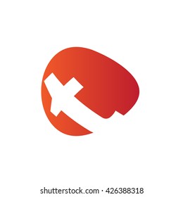 T Logo.. Vector Graphic Business Branding Letter Element Illustration. Orange Negative Space Design. White Background