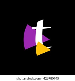 T Logo.. Vector Graphic Business Branding Letter Element Illustration with Colorful Triangles. Dark Background