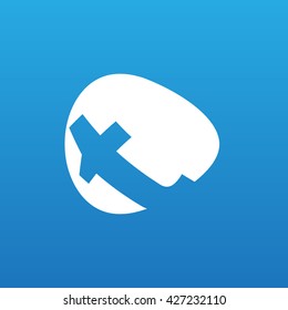 T Logo. Vector Graphic Business Branding Letter Element Illustration. White Negative Space Design. Blue Background