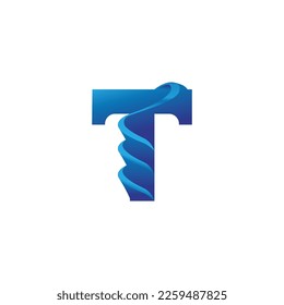 T logo web gradient thread design vector illustration