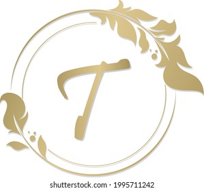 T Logo.Letter .Abstract T Design Vector in Gold Colors.