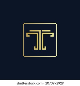 Logotipo T Luxury con Monograma de Gradiente Oro con forma. Marca de logotipo de la serie Premium para empresas. 